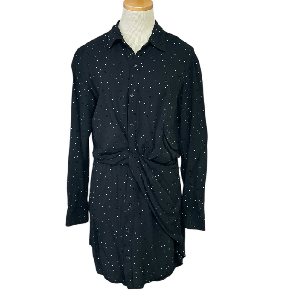 Rag & Bone Black White Shirt Dress Cross Pattern Button Size Medium